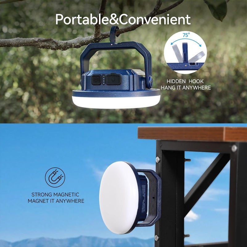 vavofo 30W LED Camping Lantern Rechargeable, 3000LM,124 LED with 3 Lighting Modes, 7200mAh Portable Tent Light with Magnet, IP65 Waterproof for Emergencies ,Power Outages,Hurricane (Blue) - Image 5